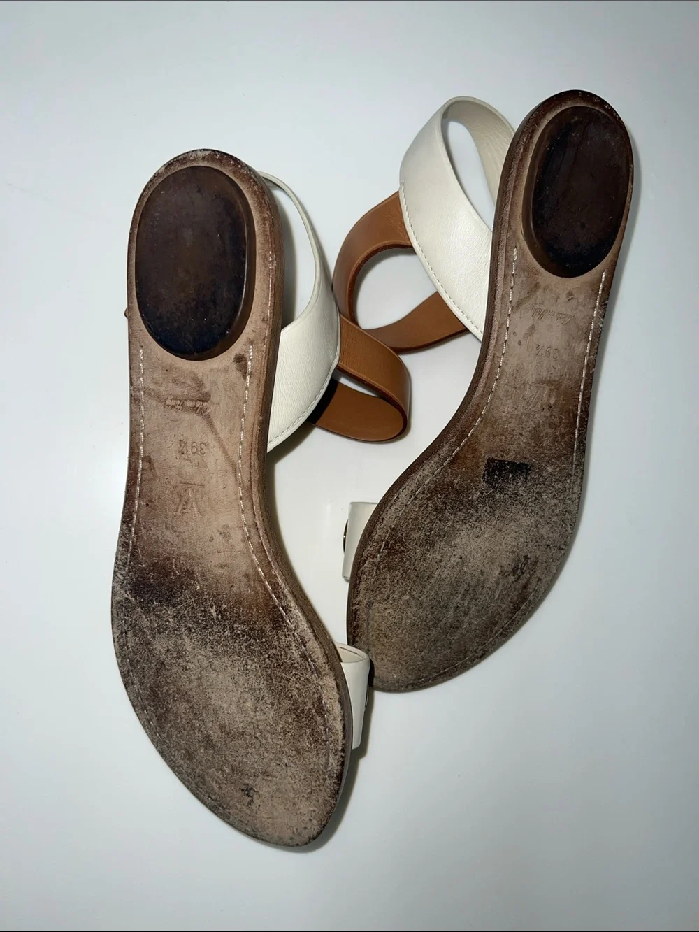 Louis Vuitton Women's gold and White Grommet Sandals - Picture 6 of 6
